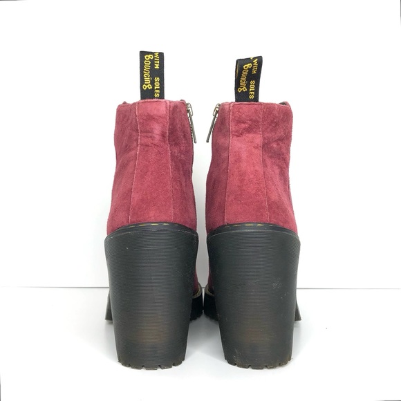 Dr Martens Magdalena Suede Leather Burgundy Ankle Zip Boots Women’s 11 Shoes - Picture 5 of 13